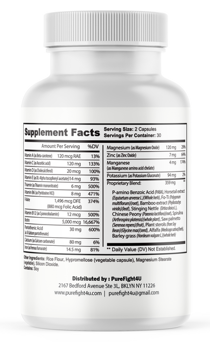 Hair Growth Hair, Skin & Nails Support Nutritional Supplement 60 Capsules