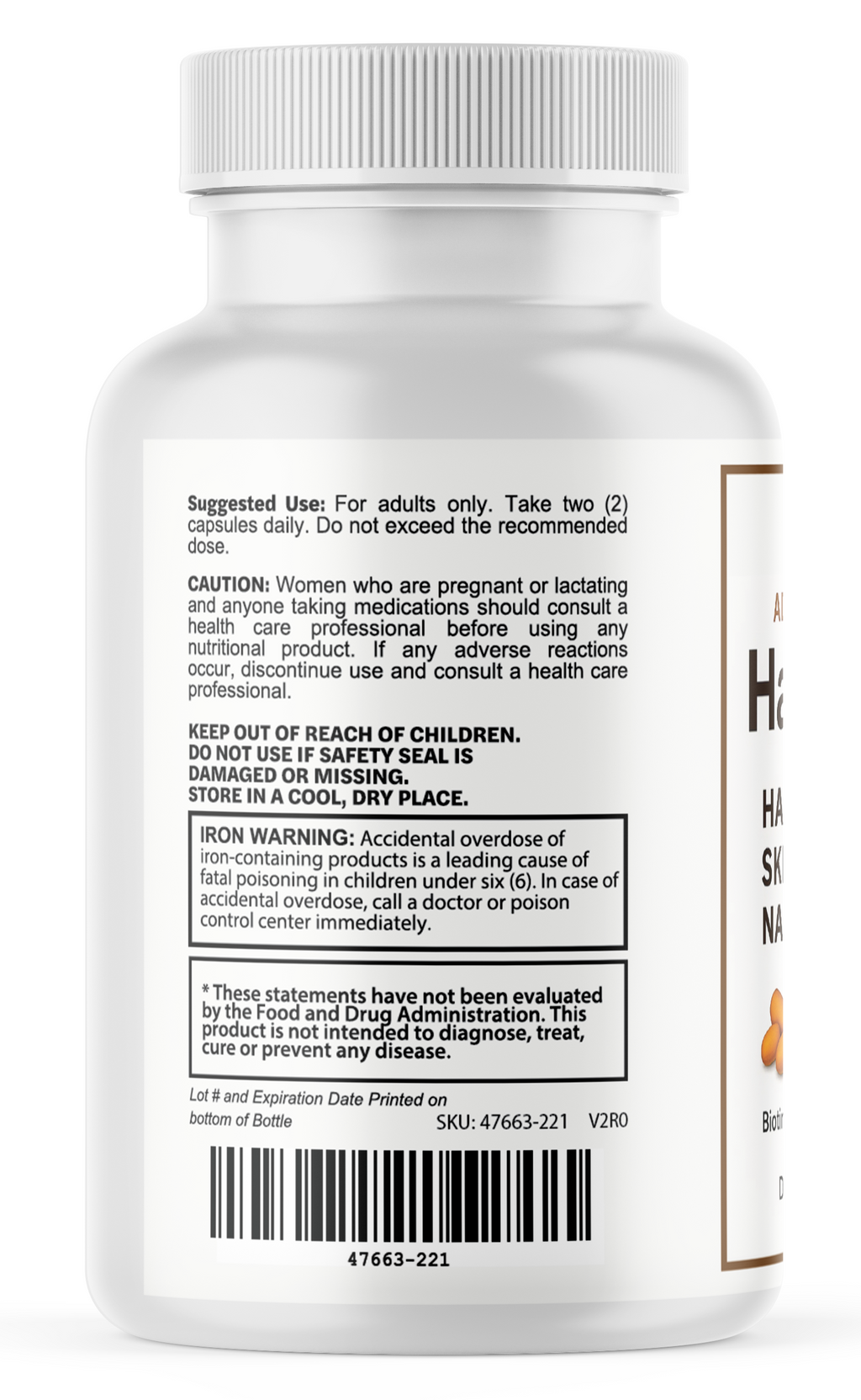 Hair Growth Hair, Skin & Nails Support Nutritional Supplement 60 Capsules