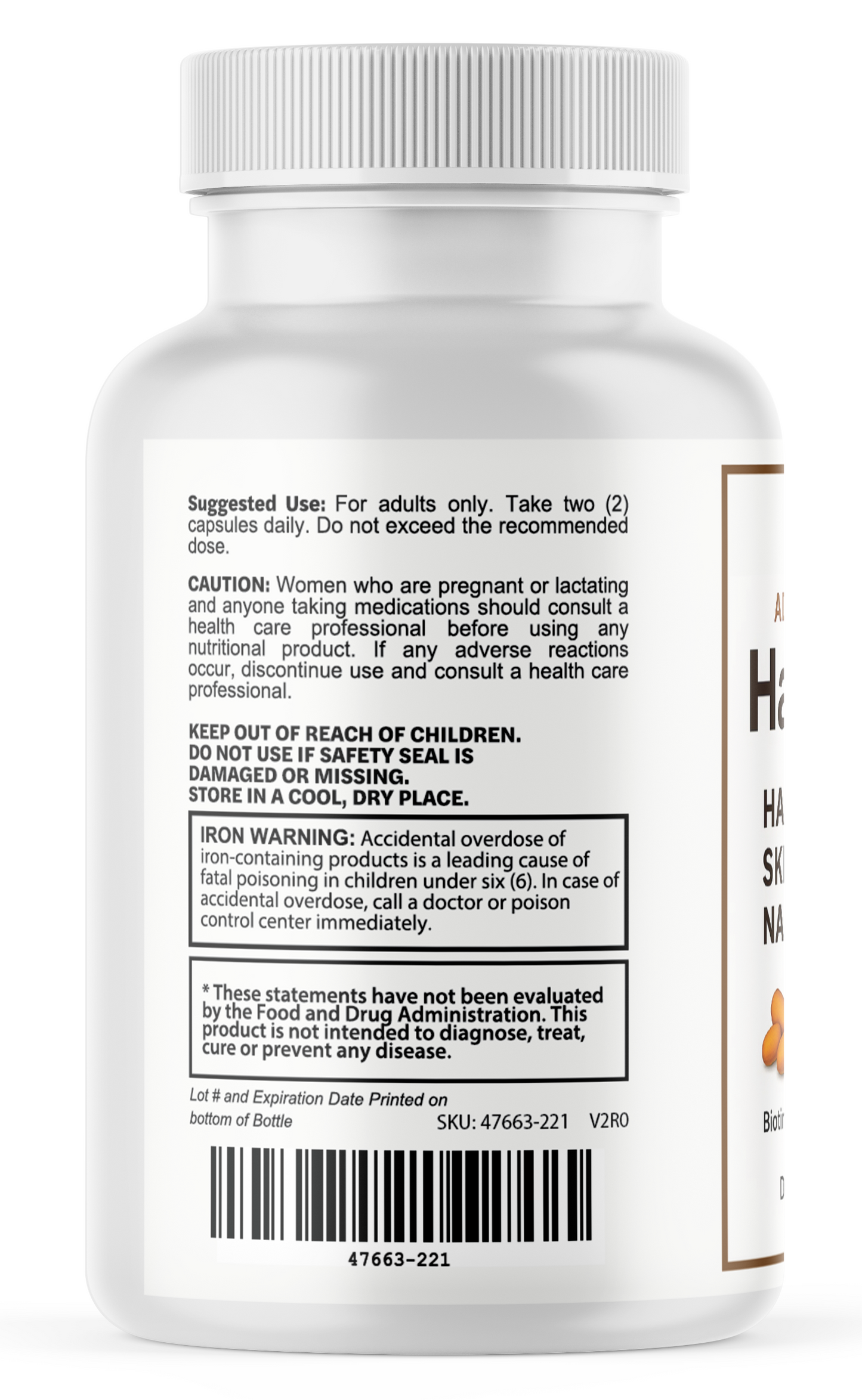Hair Growth Hair, Skin & Nails Support Nutritional Supplement 60 Capsules