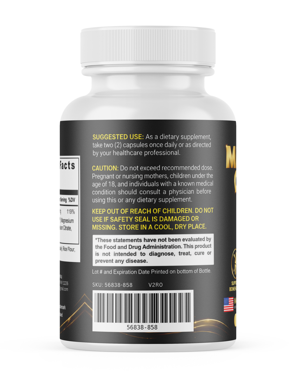 PureFight4U Magnesium Complex 500 mg, Multi-Form Magnesium Dietary Supplement, 60 Capsules