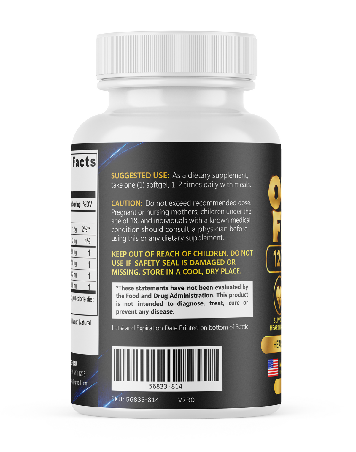 PUREFIGHT4U Omega 3 Fish Oil 1200 mg, 720 mg Omega-3, EPA 432 mg & DHA 288 mg, 60 Softgels