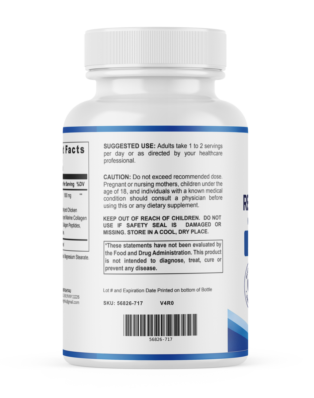 PUREFIGHT4U Peptide Recovery Complex, 1,800 mg Collagen Protein Complex, 5 Collagen Types, 90 Capsules