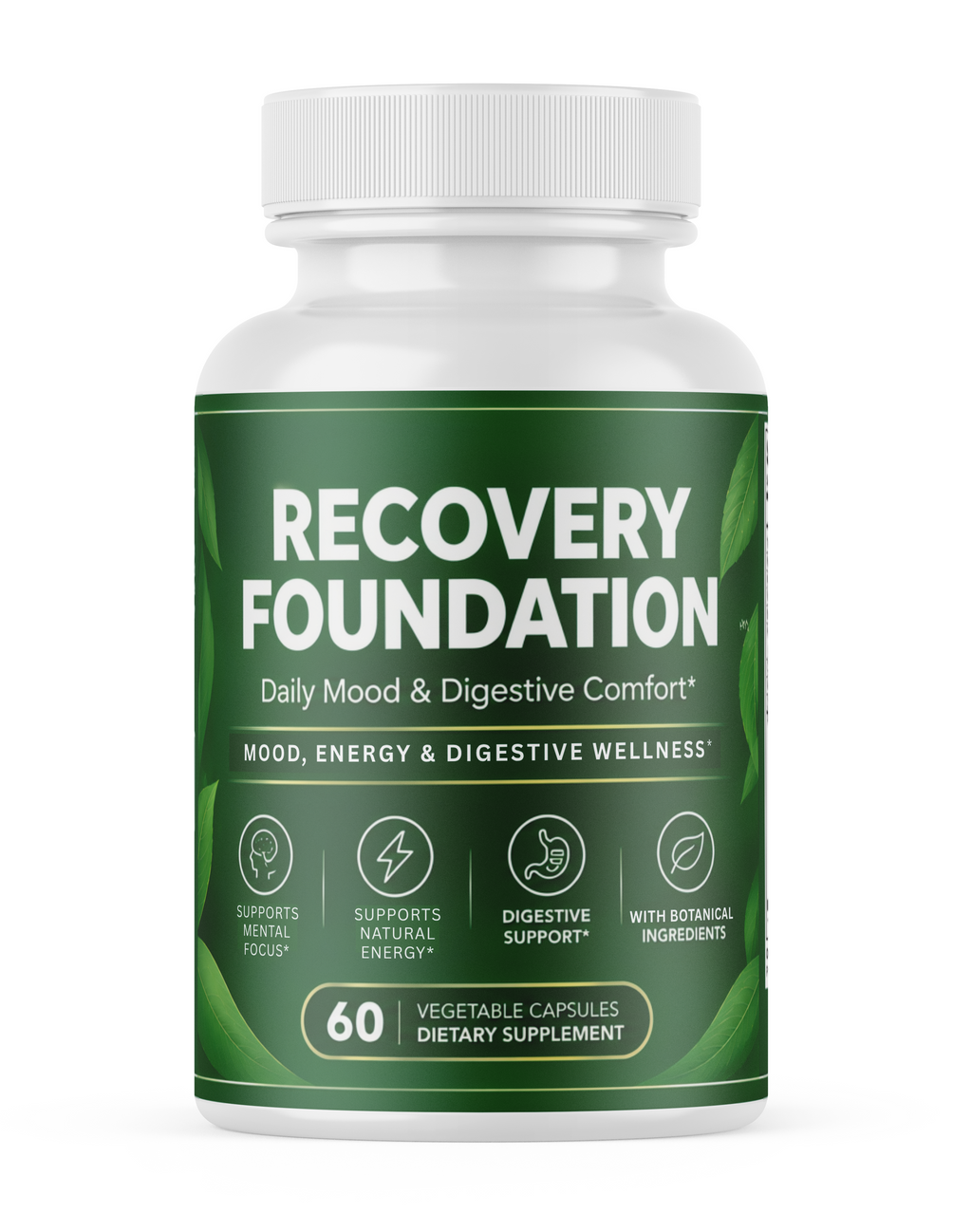 Recovery Foundation, Mood, Energy & Digestive Wellness, Botanical Dietary Supplement, 60 Capsules