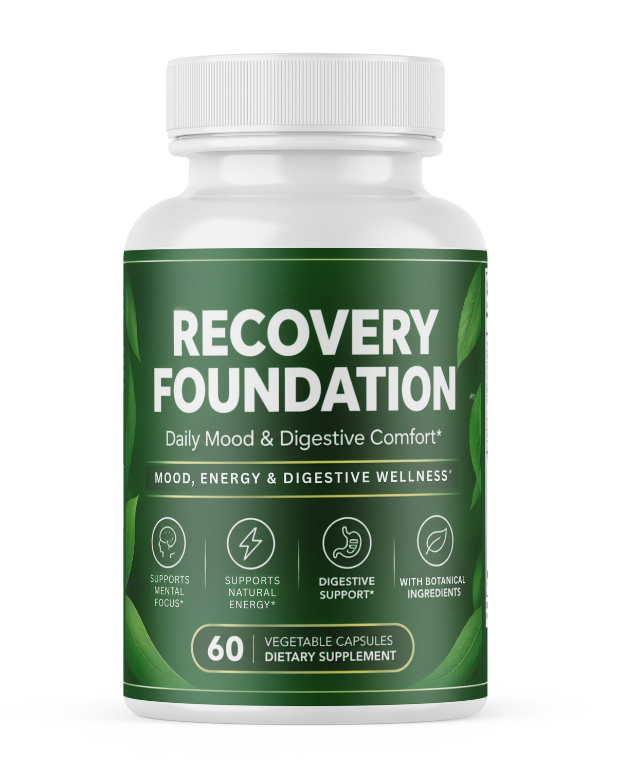 Recovery Foundation, Mood, Energy & Digestive Wellness, Botanical Dietary Supplement, 60 Capsules