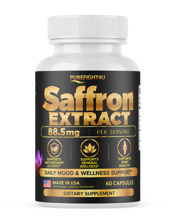 PUREFIGHT4U Saffron Extract 88.5 mg, Antioxidant & Daily Wellness Support, 60 Capsules