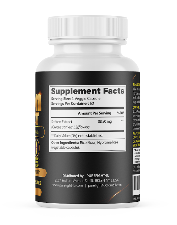 PUREFIGHT4U Saffron Extract 88.5 mg, Antioxidant & Daily Wellness Support, 60 Capsules