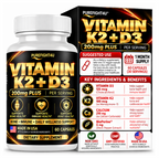 PUREFIGHT4U Vitamin K2 + D3, 125 mcg Vitamin D3 & 100 mcg Vitamin K2, Bone, Immune & Joint Support, 60 Capsules