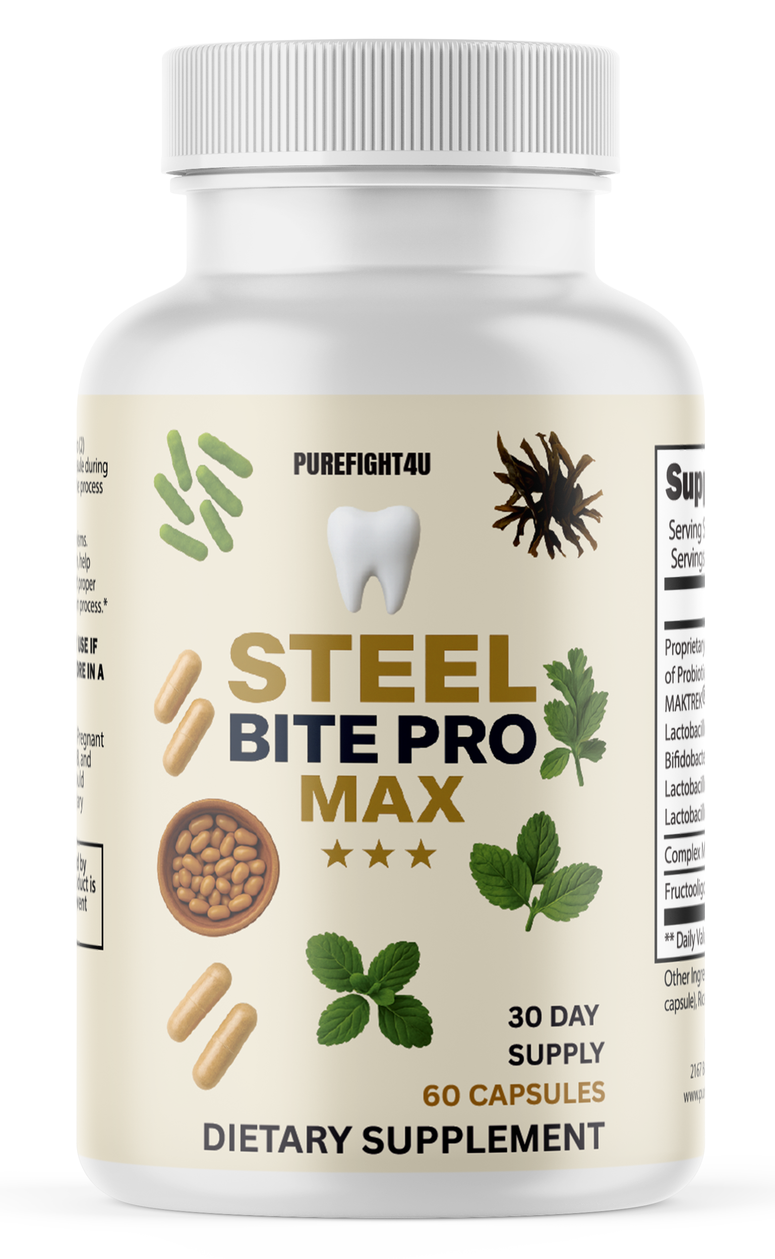 Steel Bite Pro Nutritional Support for Gum & Dental Health Supplement, 60 Caps