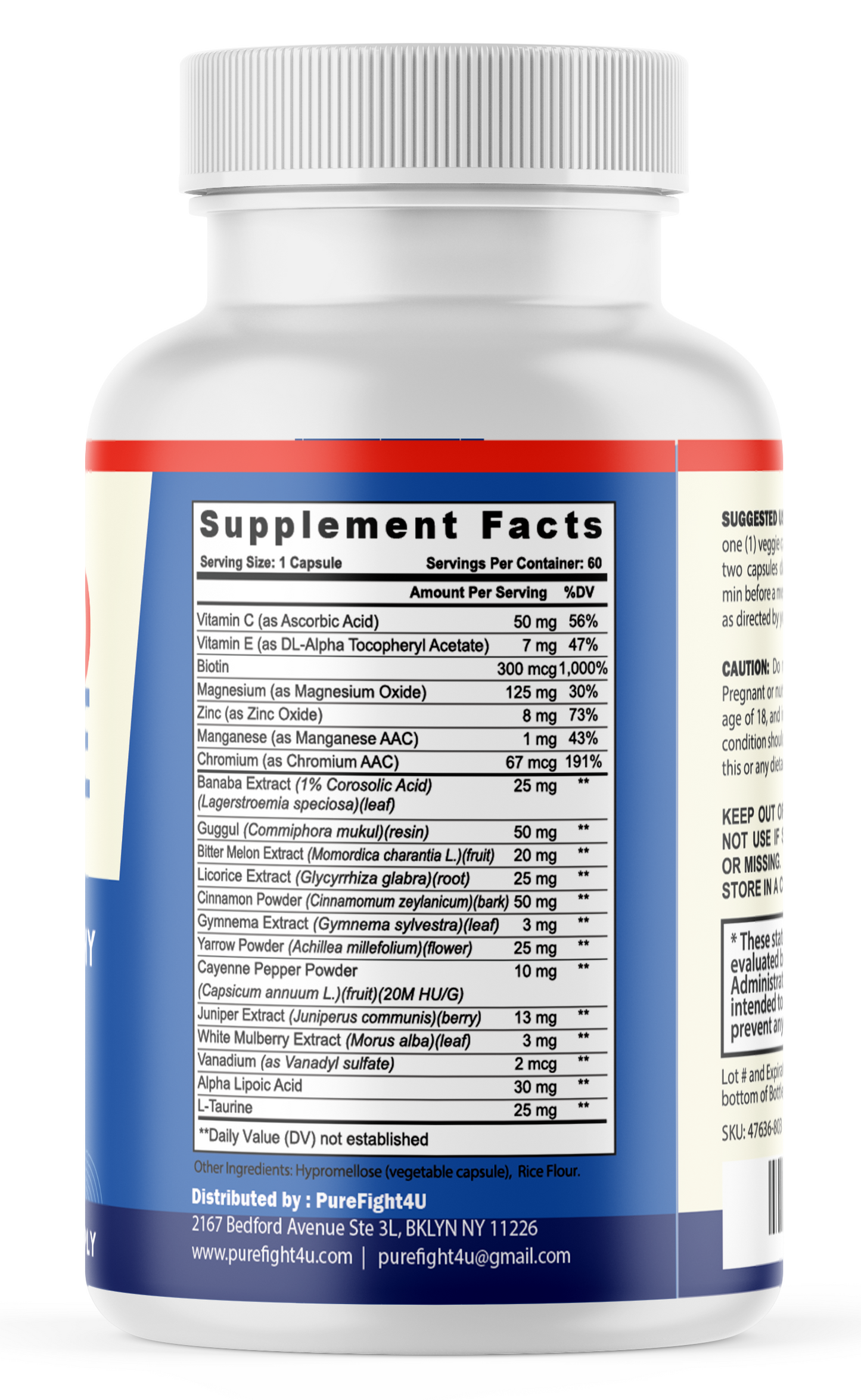 Gluco Freeze Natural Formula Blood Sugar Support Supplement, 60 Capsules