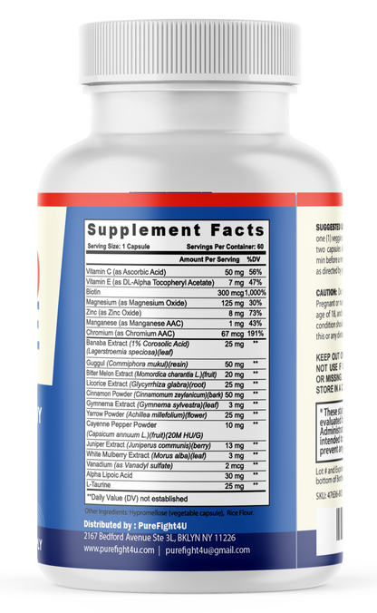 Gluco Freeze Natural Formula Blood Sugar Support Supplement, 60 Capsules