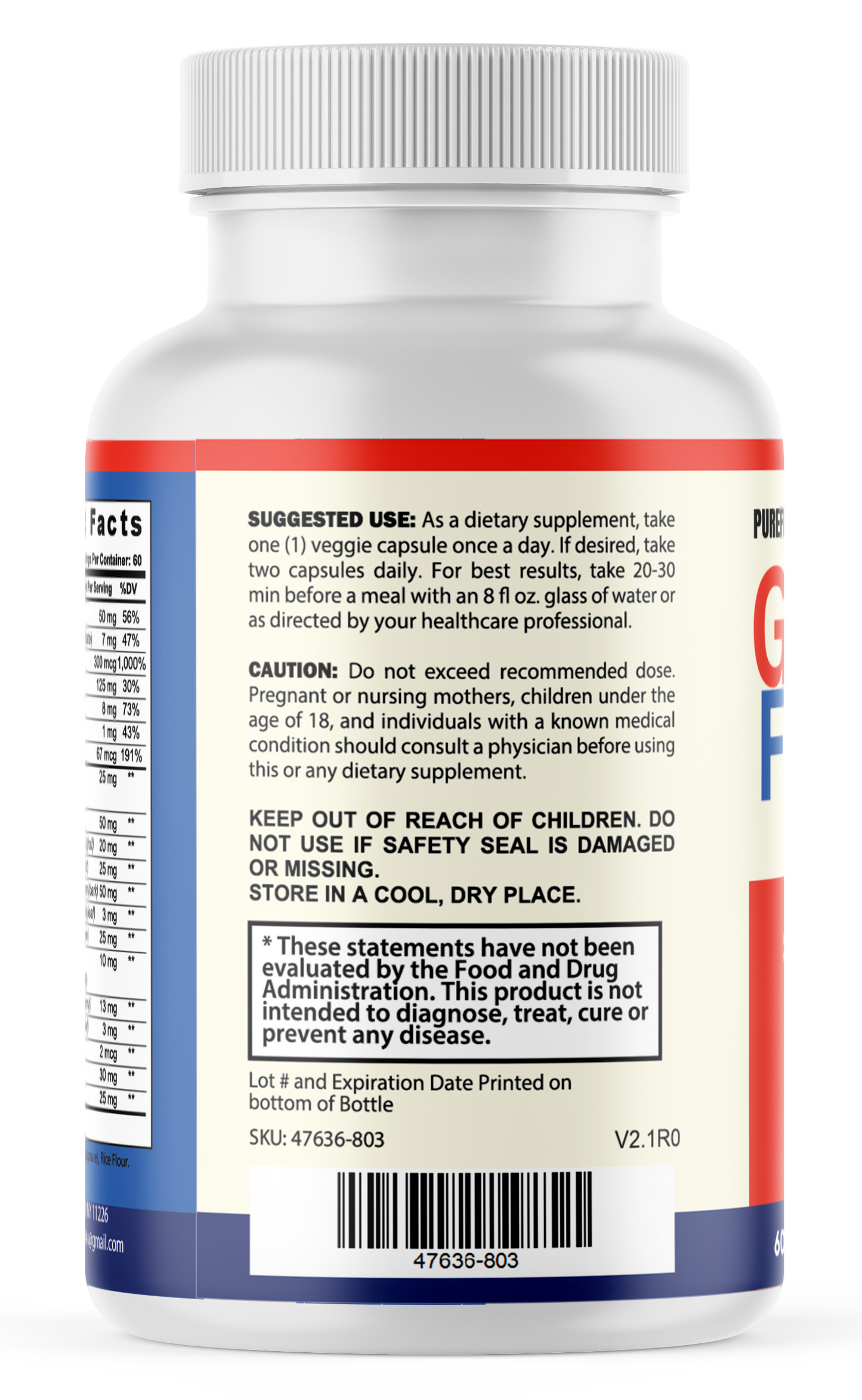 Gluco Freeze Natural Formula Blood Sugar Support Supplement, 60 Capsules