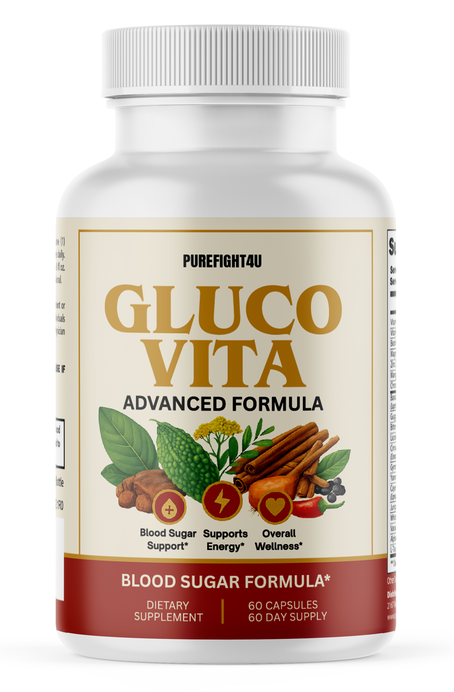 GlucoVita Natural Formula Supplement for Healthy Blood Sugar Levels, 60 Capsules