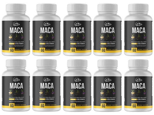 Maca Black, Red,  & Yellow Maca Root 1500mg - 10 Bottles 600 Capsules