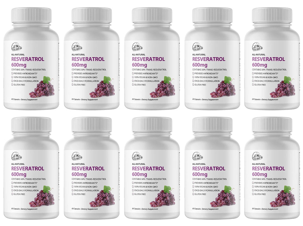 Resveratrol 600mg Dietary Supplement - 10 Bottles 600 Capsules