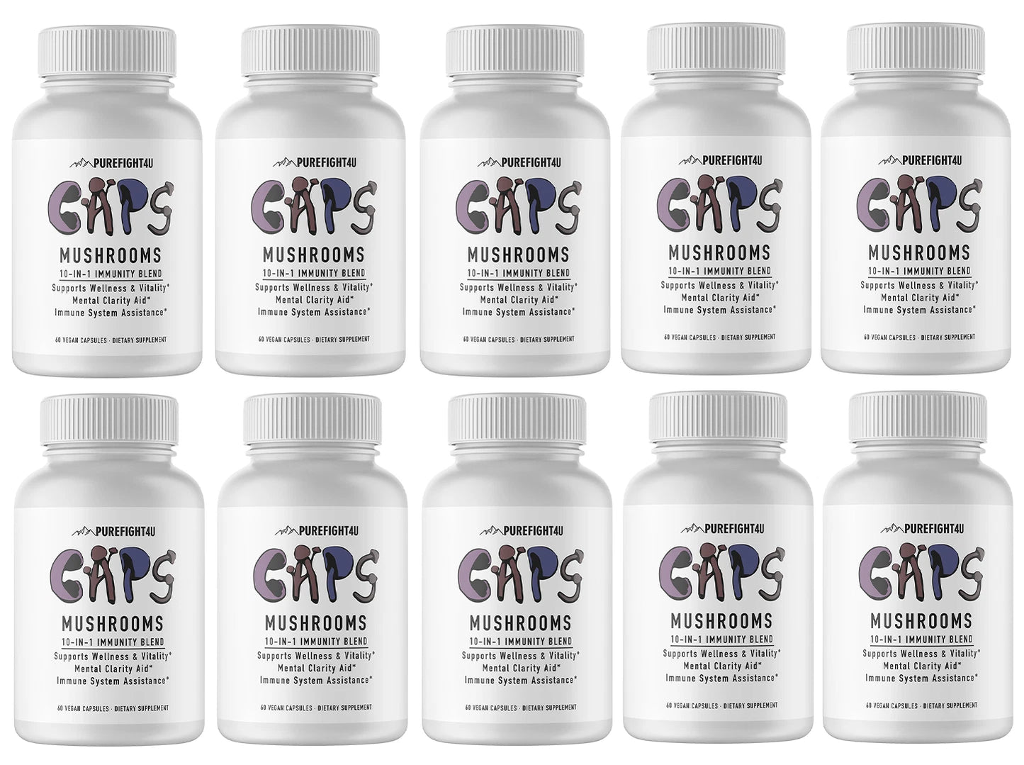 CAPS Mushroom 10-in-1 Immunity Blend 10 Bottles 600 Capsules