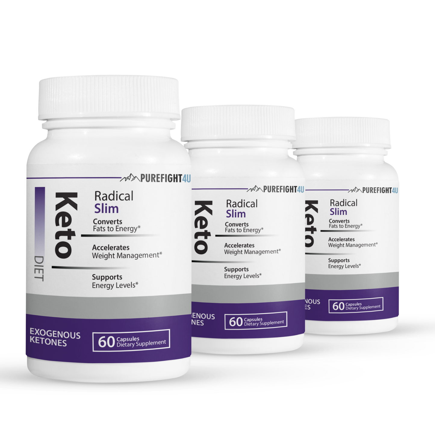 Keto Diet Radical Slim Exogenous Ketones 3 Bottles 180 Capsules