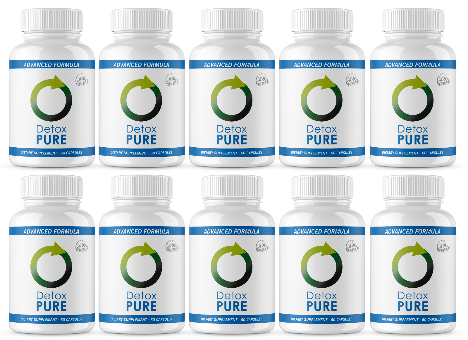 Detox Pure Advanced Formula Dietary Supplement - 10 Bottles 600 Capsules