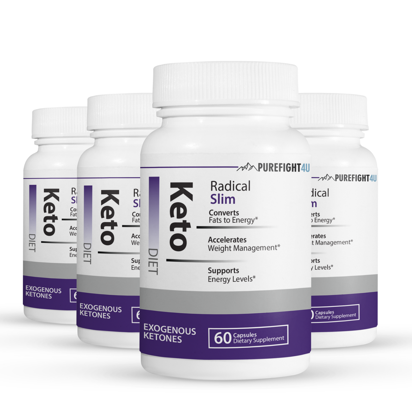 Keto Diet Radical Slim Exogenous Ketones 4 Bottles 240 Capsules