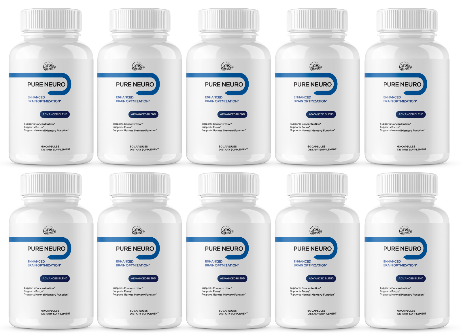 Pure Neuro Enhance Brain Optimization 10 Bottles 600 Capsules
