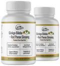 Ginkgo Biloba+Red Panax Ginseng Premium Green Superfood - 2 Bottles 120 Capsules