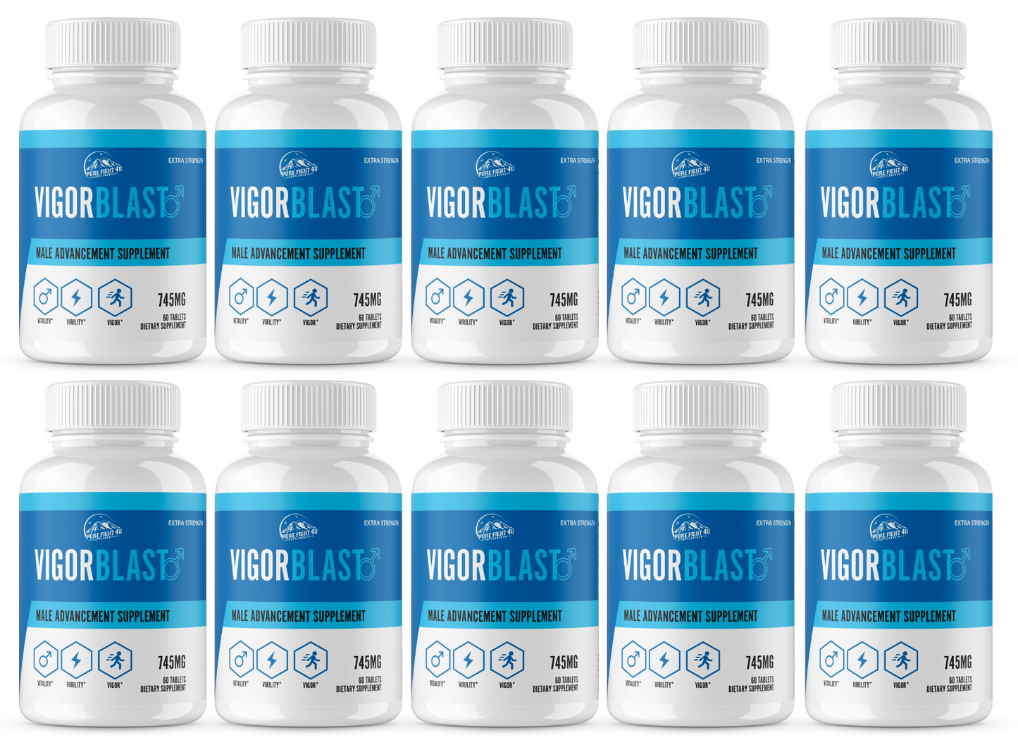 Vigor Blast Male Advancement for Strength, Endurance, & Vitality 10 Bottles 600 Tablets