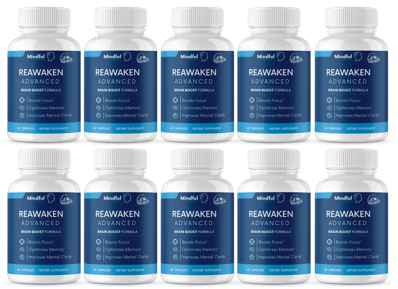 Reawaken Advanced Brain Boost Formula 10 Bottles 600 Capsules