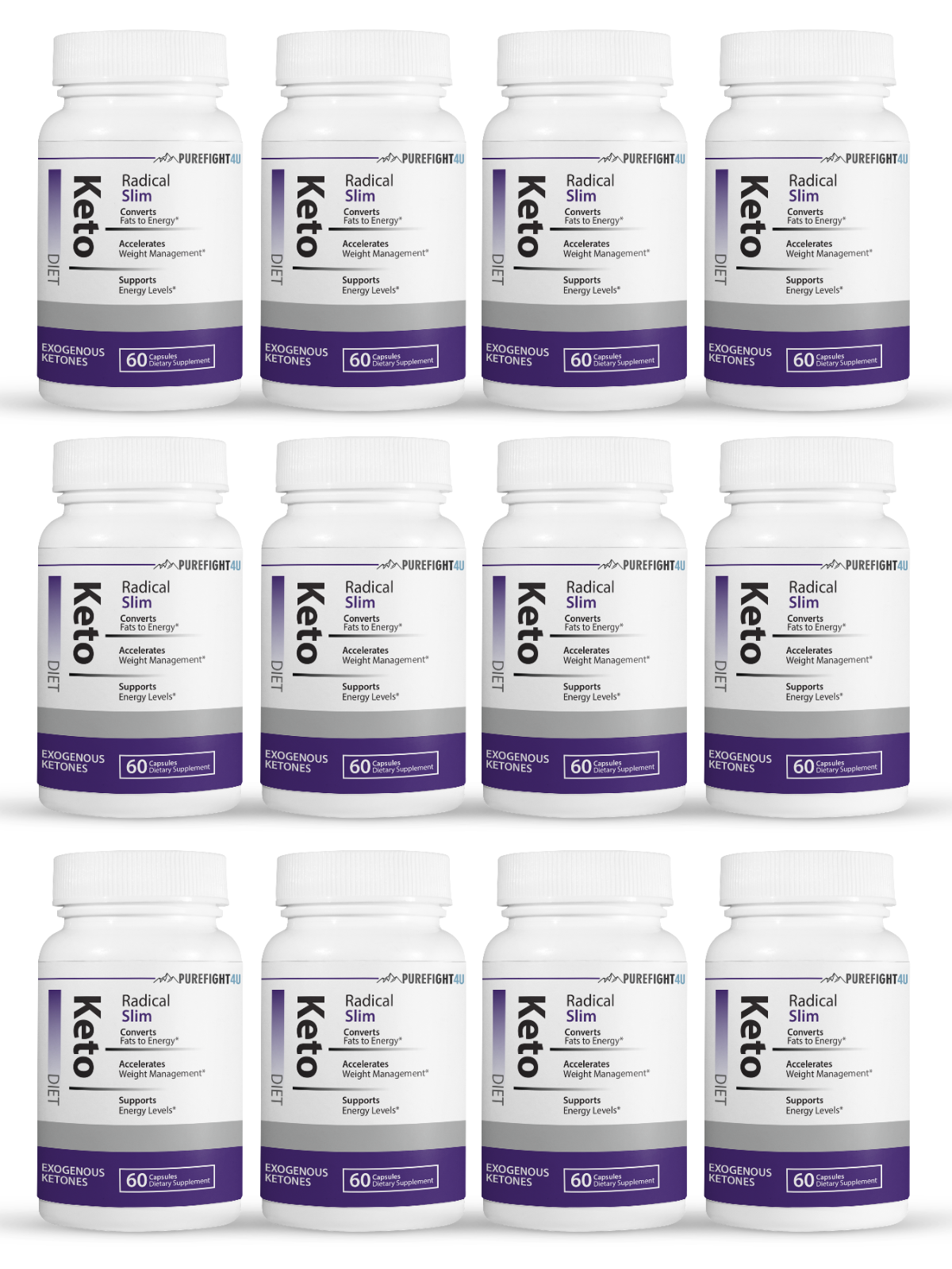Keto Diet Radical Slim Exogenous Ketones 12 Bottles 720 Capsules