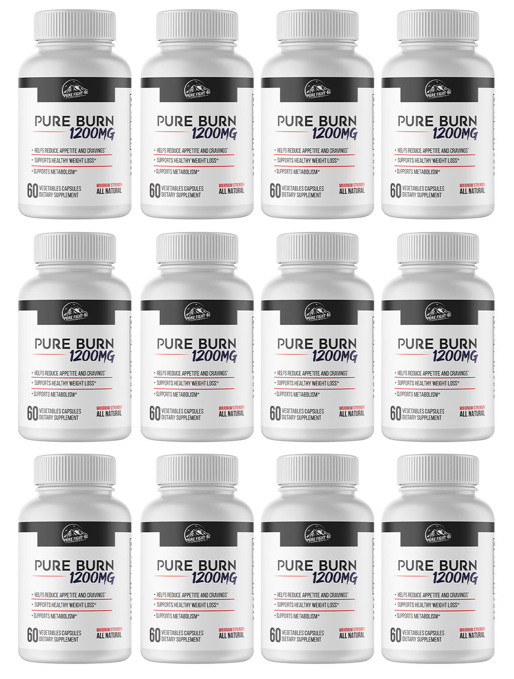 Pure Burn 1200mg Dietary Supplement - 12 Bottles 720 Capsules