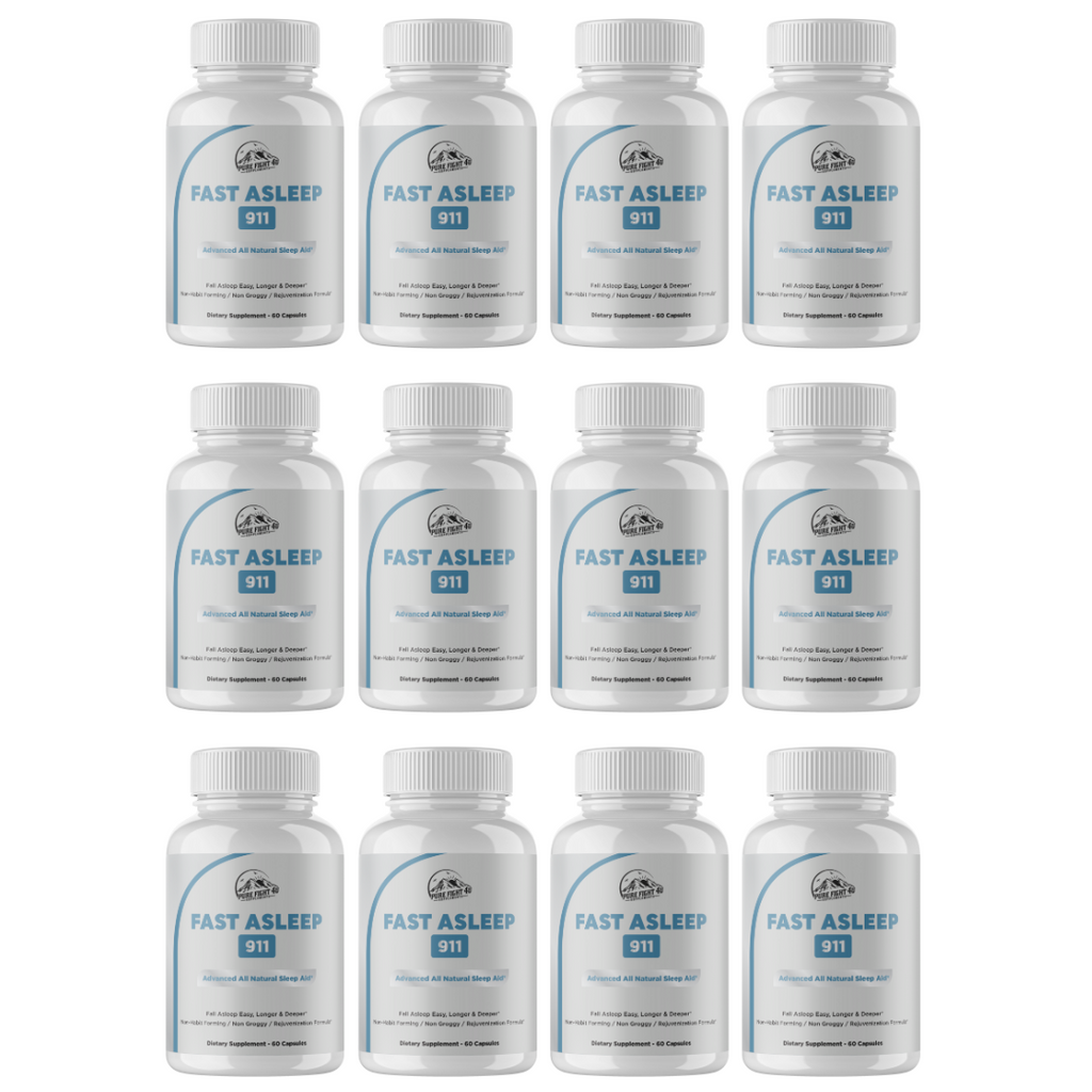 Fast Asleep 911 -  Advanced All Natural Sleep Aid - 12 Bottles 720 Capsules