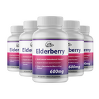 Elderberry Capsules 600mg Immune System Support - 5 Bottles 300 Capsules