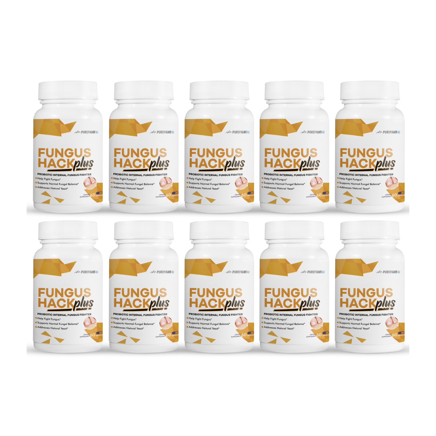 Fungus Hack Plus Probiotic Internal Fungus Fighter- 10 Bottles - 600 capsules