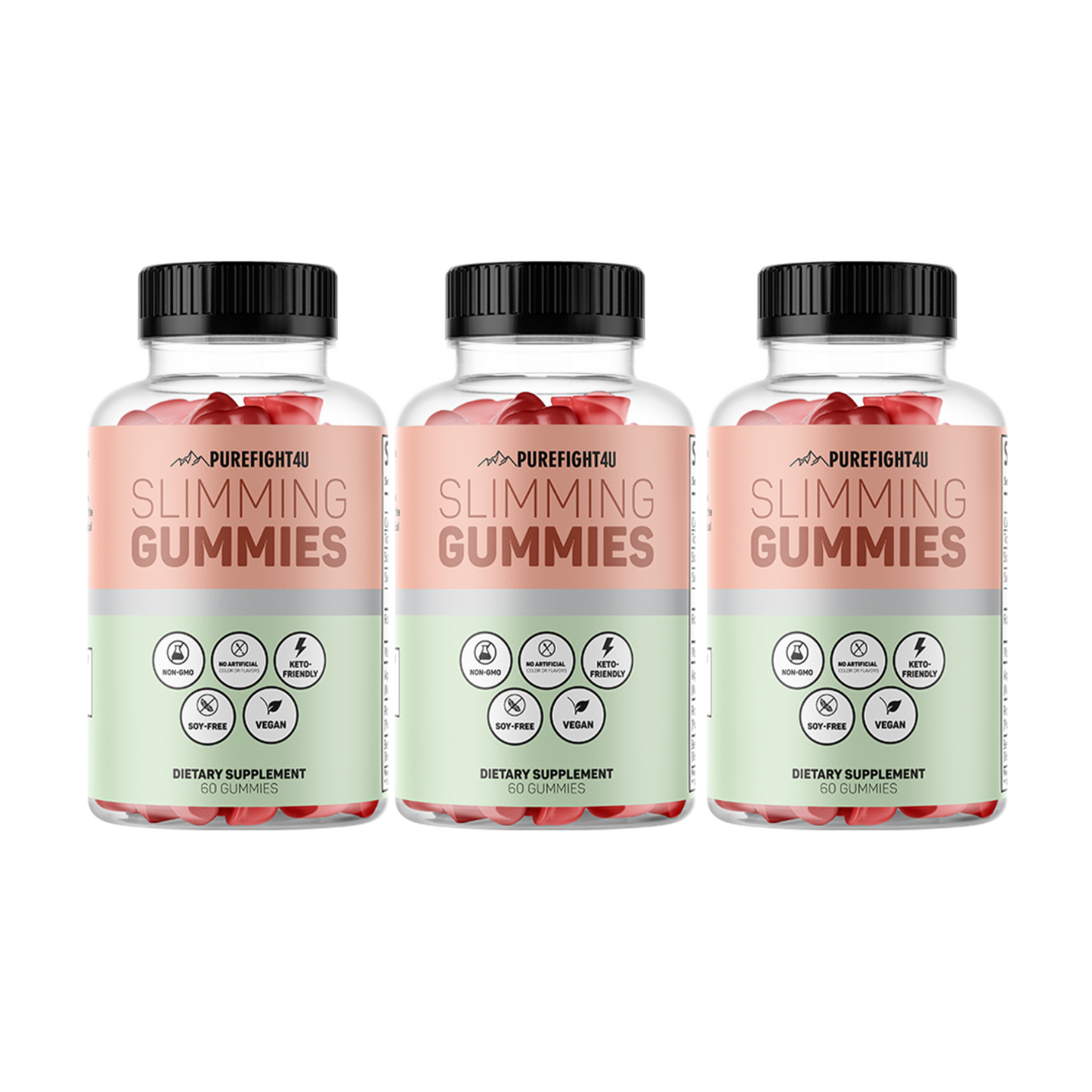Slimming Gummies Dietary Supplement - 3 Bottles 180 Gummies